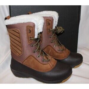 THE NORTH FACE Womens Shellista IV Luxe Waterproof Tall Snow Boots BROWN BLACK 6